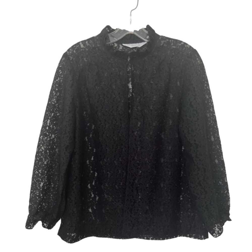 🔥B1G1 Vintage Union Tag JC Penny Black Lace Top Sz L